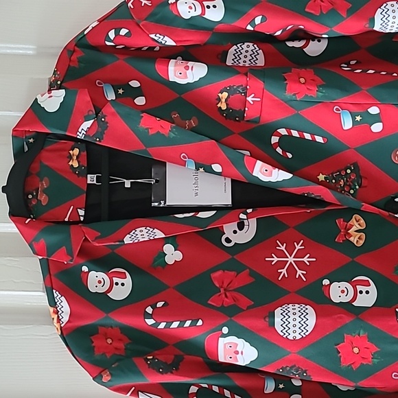 WISHOLIC BRAND HOLIDAY CHRISTMAS MEN'S RED BLAZER SIZE 2XL, 3XL, OR 4XL - Picture 3 of 16